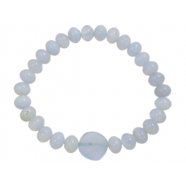 Blue chalcedony flat beads & david star bracelet Blue chalcedony flat beads & david star bracelet