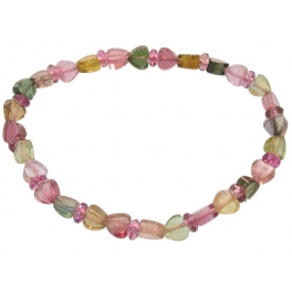 Muticolor Tourmaline heart & flat beads bracelet Muticolor Tourmaline heart & flat beads bracelet