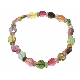 Muticolor Tourmaline faceted heart & flat beads bracelet Muticolor Tourmaline faceted heart & flat beads bracelet