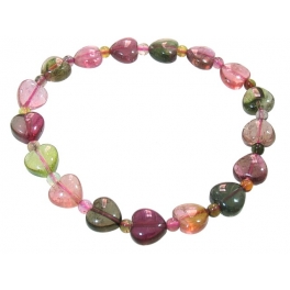 Muticolor Tourmaline heart & round beads bracelet Muticolor Tourmaline heart & round beads bracelet