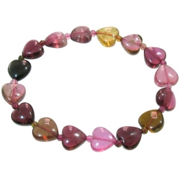 Muticolor Tourmaline heart & round beads bracelet Muticolor Tourmaline heart & round beads bracelet