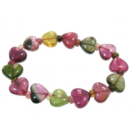 Muticolor Tourmaline heart & round beads bracelet Muticolor Tourmaline heart & round beads bracelet