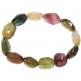 Muticolor Tourmaline faceted irregular beads bracelet Muticolor Tourmaline faceted irregular beads bracelet