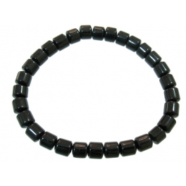 Black Tourmaline barrel shaped beads bracelet Black Tourmaline barrel shaped beads bracelet