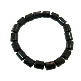 Black Tourmaline barrel shaped beads bracelet Black Tourmaline barrel shaped beads bracelet