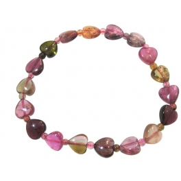 Muticolor Tourmaline heart & round beads bracelet Muticolor Tourmaline heart & round beads bracelet