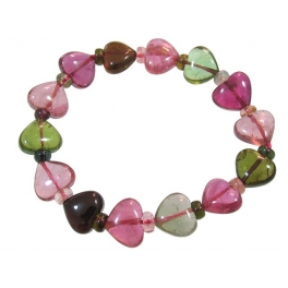 Muticolor Tourmaline heart & flat beads bracelet Muticolor Tourmaline heart & flat beads bracelet