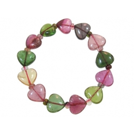 Muticolor Tourmaline heart & flat beads bracelet Muticolor Tourmaline heart & flat beads bracelet