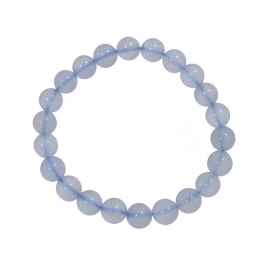 Blue chalcedony round beads bracelet