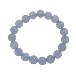 Blue chalcedony round beads bracelet