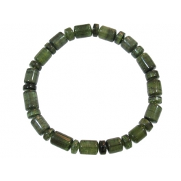 Green Tourmaline flat & barrel beads bracelet Green Tourmaline flat & barrel beads bracelet