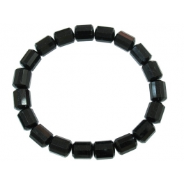 Black Tourmaline faceted barrel beads bracelet Black Tourmaline faceted barrel beads bracelet