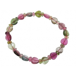 Muticolor Tourmaline faceted heart & flat beads bracelet Muticolor Tourmaline faceted heart & flat beads bracelet