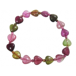 Muticolor Tourmaline heart & round beads bracelet Muticolor Tourmaline heart & round beads bracelet