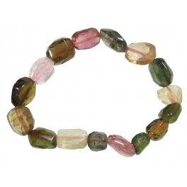 Muticolor Tourmaline faceted irregular beads bracelet