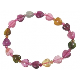 Muticolor Tourmaline heart shape & round beads bracelet Muticolor Tourmaline heart shape & round beads bracelet