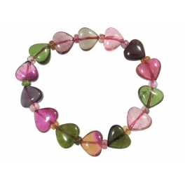 Muticolor Tourmaline heart shape & round beads bracelet Muticolor Tourmaline heart shape & round beads bracelet