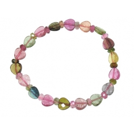 Muticolor Tourmaline faceted heart shape & round beads bracelet Muticolor Tourmaline faceted heart shape & round beads bracelet