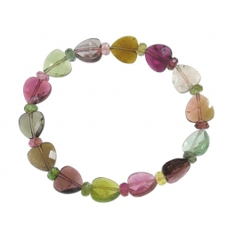 Muticolor Tourmaline faceted heart shape & flat beads bracelet Muticolor Tourmaline faceted heart shape & flat beads bracelet