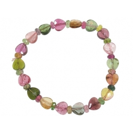 Muticolor Tourmaline faceted heart shape & flat beads bracelet Muticolor Tourmaline faceted heart shape & flat beads bracelet