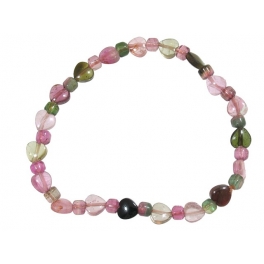 Muticolor Tourmaline heart shape & round beads bracelet Muticolor Tourmaline heart shape & round beads bracelet