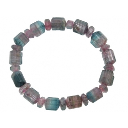 Blue watermelon Tourmaline column & flat beads bracelet Blue watermelon Tourmaline column & flat beads bracelet