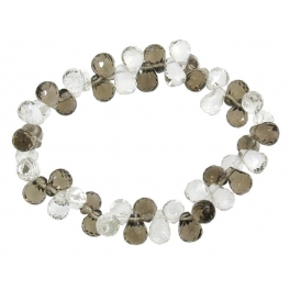 Smoky Quartz + White Quartz pear beads bracelet Smoky Quartz + White Quartz pear beads bracelet