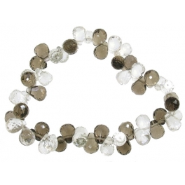 Smoky Quartz + White Quartz pear beads bracelet Smoky Quartz + White Quartz pear beads bracelet