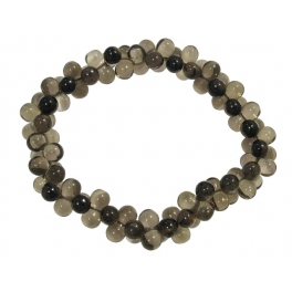 Smoky Quartz + White Quartz grape beads bracelet Smoky Quartz + White Quartz grape beads bracelet