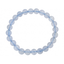 Blue chalcedony round beads bracelet