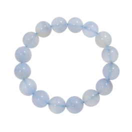 Blue chalcedony round beads bracelet