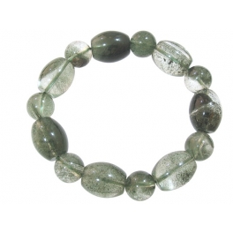 Green Phantom barrel & round beads bracelet