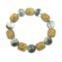 Green Phantom round beads & Golden Rutilated Quartz bracelet