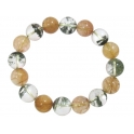 Green Phantom  & Golden Rutilated Quartz round beads bracelet